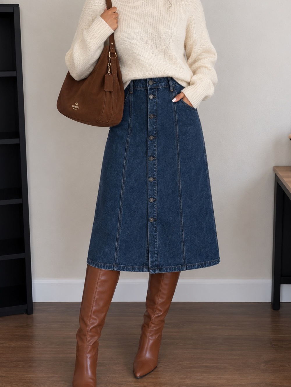 Old Navy Denim Midi Skirt